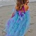 Goddess of the Ocean Sea Mermaid Long Style Tutu Halter Dress adorned with Pearls 2T - 6 yr up to 24" Chest Measurement