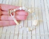 Clean White Beads Bracelet Upcycled OOAK by RetroRevivalBoutique