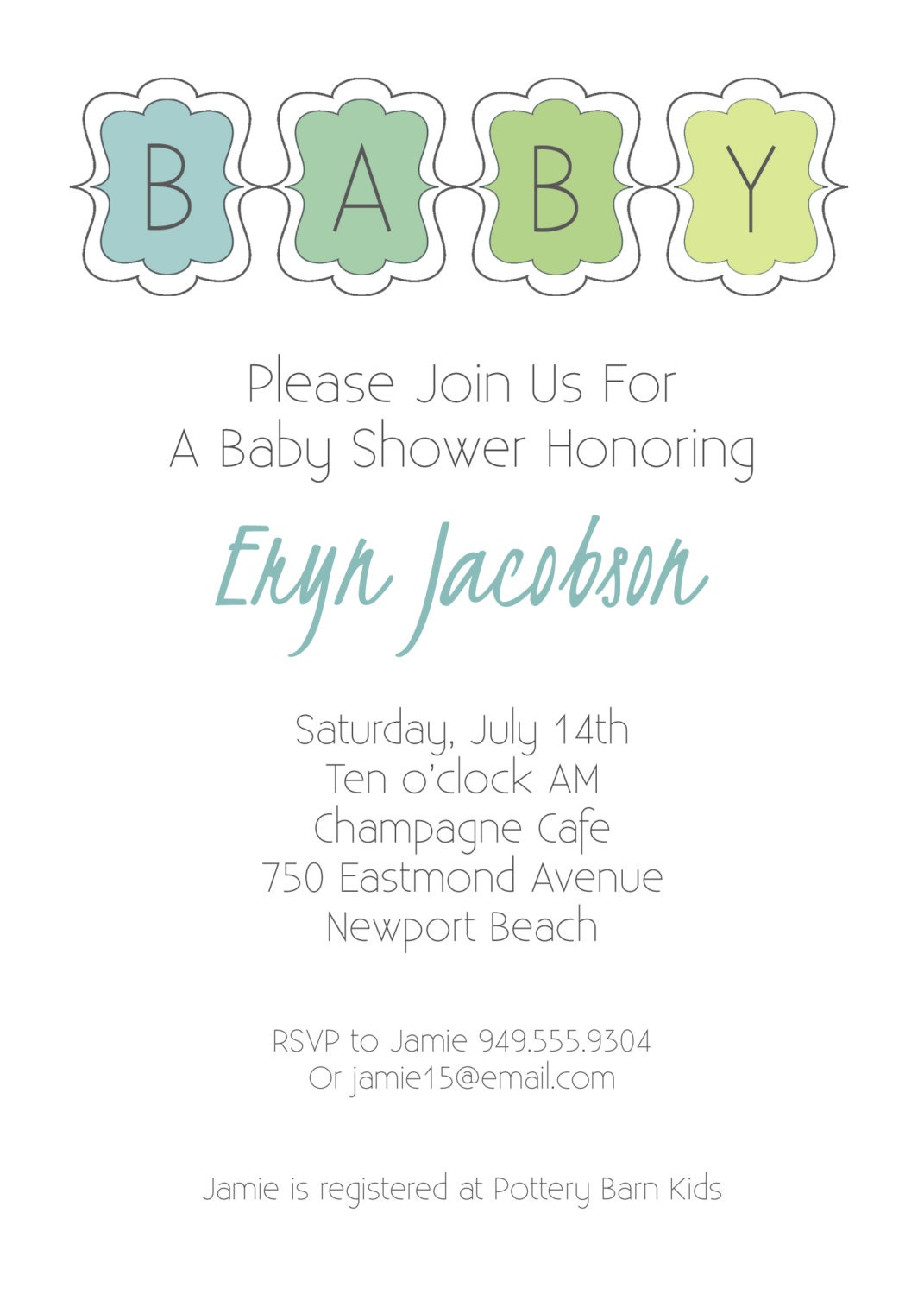 Turquoise baby shower invitations, printable invitations, baby girl shower, baby boy shower, turquoise aqua teal blue