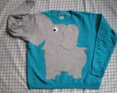 Elephant Trunk sleeve sweatshirt sweater jumper LADiES XXL PEACOCK Blue