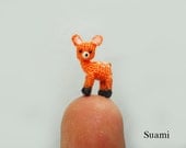 Extreme Micro Fawn Deer 1/2 Inch - Tiny Miniature Crochet Amigurumi Deers - Made To Order