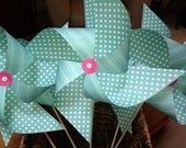 Large Pinwheel: Teal Polka-dots & Stripes