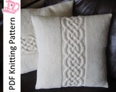PDF KNITTING PATTERN -- Celtic knot hand knit 16x16 pillow cover