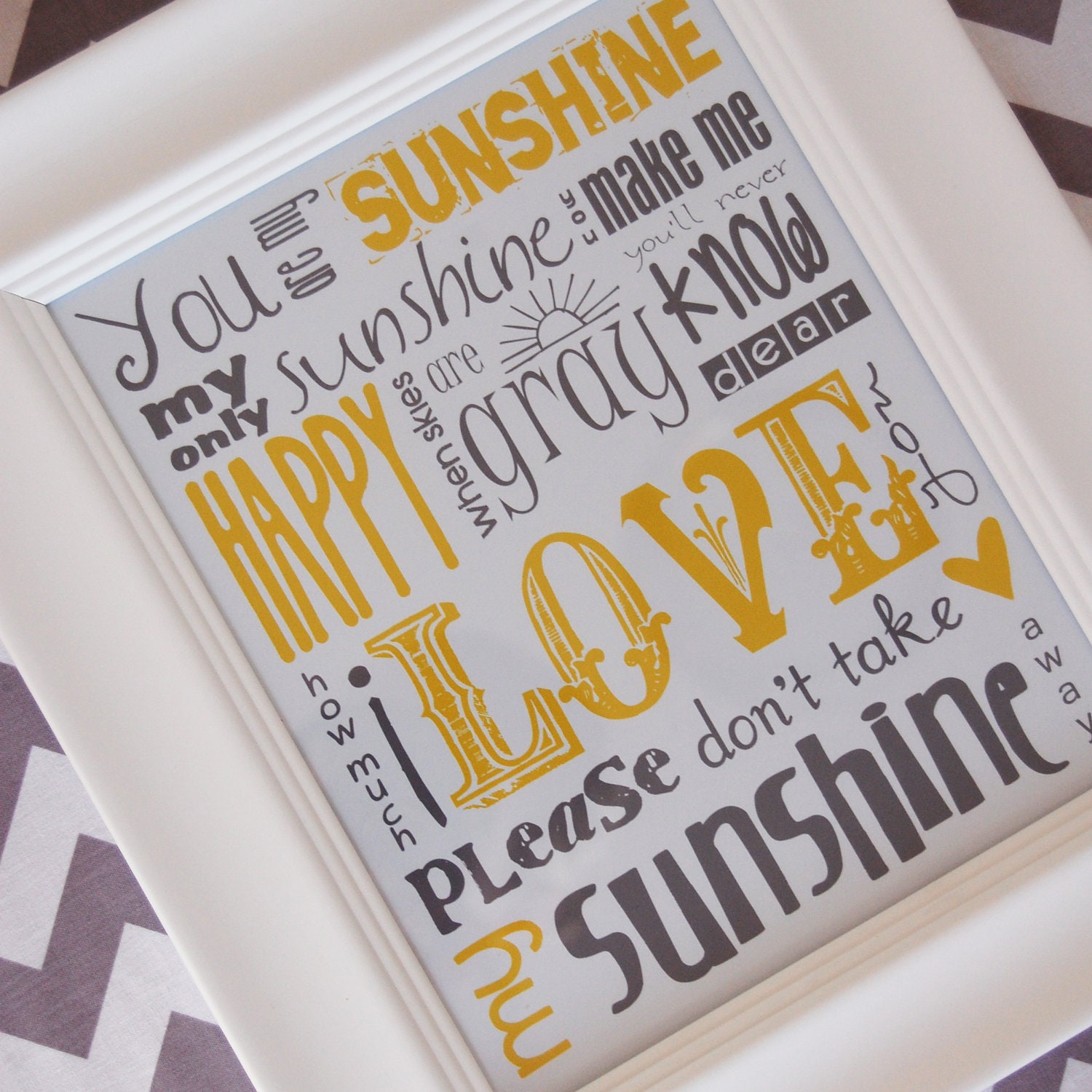 You Are My Sunshine Subway Art Print 8X10 Multiple Colors Available