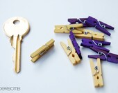 Mini Clothespins-Dyed Clothespins - LSU Clothespins (Yellow and Purple)  - Set of 10 - Small