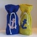 Nautical Royal Blue Burlap and Striped Anchor Applique Wine Bag Bottle Bag