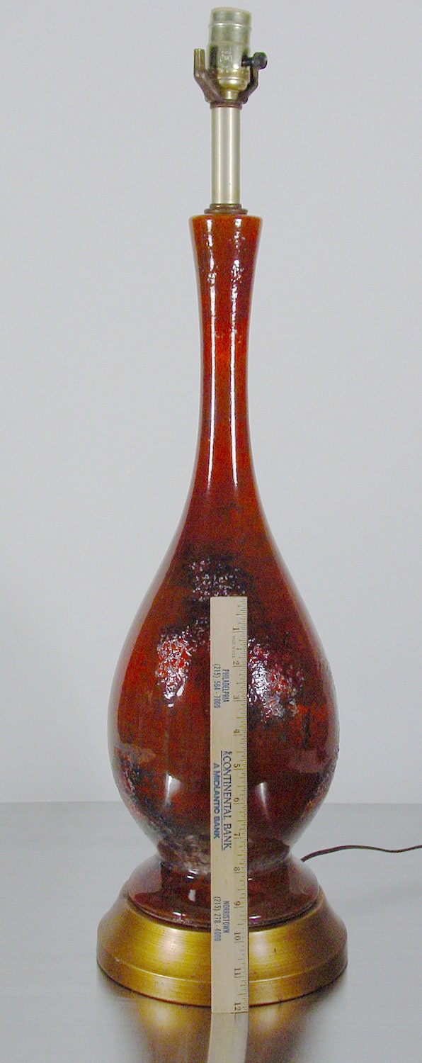 Mid Century Modern Brutalist Table Lamp, Volcanic Glaze Ceramic Lamp.Tall table lamp.