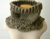 Leaf Edge Chunky Knit Cowl, Vintage Khaki Taupe