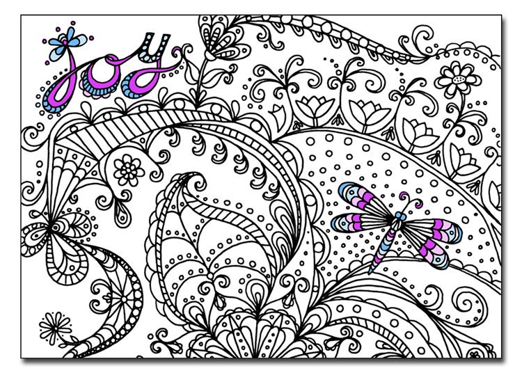Joy 5x7 Card and Bookmark Doodle set