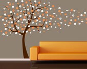 Cherry Blossom Tree Blowing in the Wind Wall Decal - Kids Nursery Living Room Bedroom