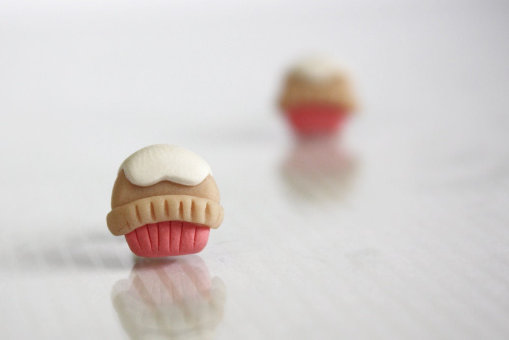 Petite Sweet Vanilla Cupcake Post Earrings