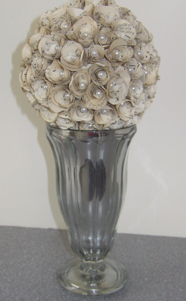 Custom Vintage Looking Ivory Paper Flower Ball Wedding Ornament Centerpiece