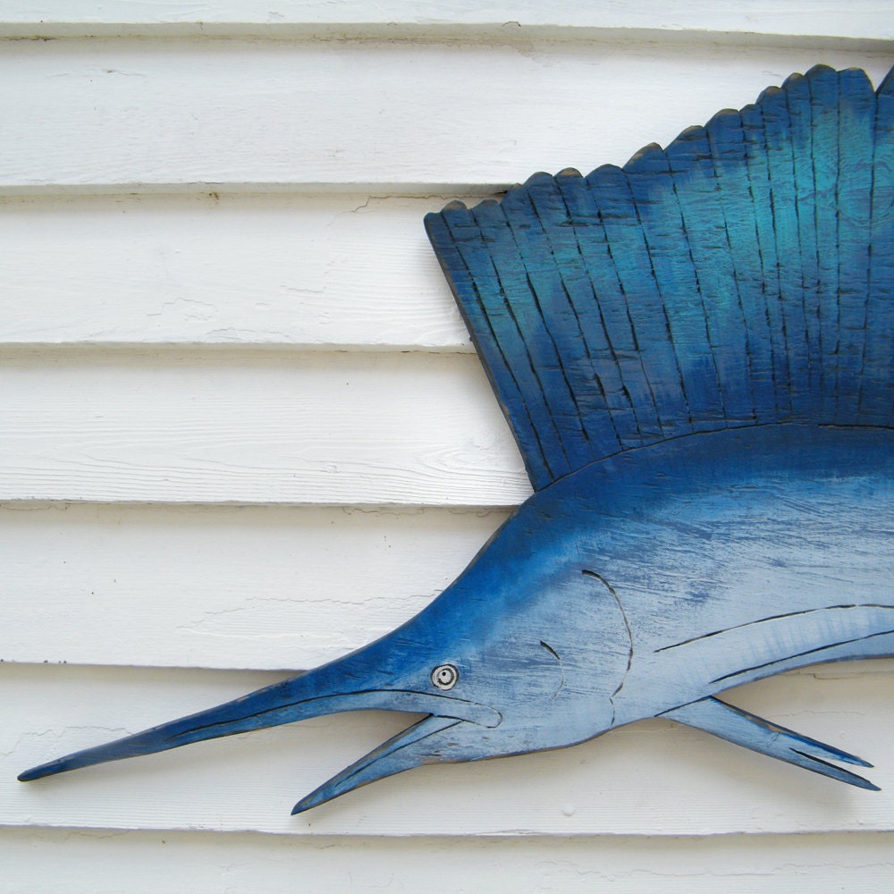 Sail Fish Wall Art Oversized Beach Coastal Ocean Fish Sign