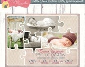Puzzle Piece Custom Baby Girl Birth Announcement - DIY Printable File - Choose Your Colors Il_170x135
