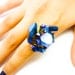 Cobalt Blue Druzy Ring Titanium Quartz Rainbow Crystal Aura Cluster