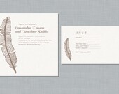 Printable Wedding Invitation Set - Feather