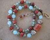 AFRICAN BEADS NECKLACE Chunky Tibet silver necklace handmade jewelry free shipping