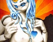 Sugar Skull Doll, June Dreaming of December, 6x9 canvas print