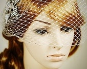 Classic Birdcage Veil, French Veiling, Wedding Bridal Veil, Bridal Bandeau, Vintage Style Metallic Wedding Bird Cage Veil, Silver or Gold
