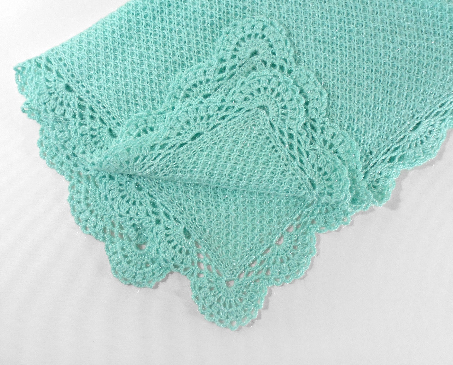 Knitted Baby Blanket - Aqua
