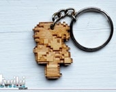 Laser cut and engraved Final Fantasy Fighter 8bit wood keyring