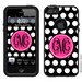 OTTERBOX COMMUTER iPhone 5 4/4S Case Custom Black White Polka Dot Hot Pink Name Initial Personalized Monogram