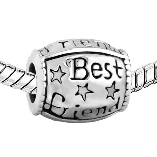 BEST FRIEND European CHARM Silver Plate Bracelet  jewelry gift barrel bead Pugster