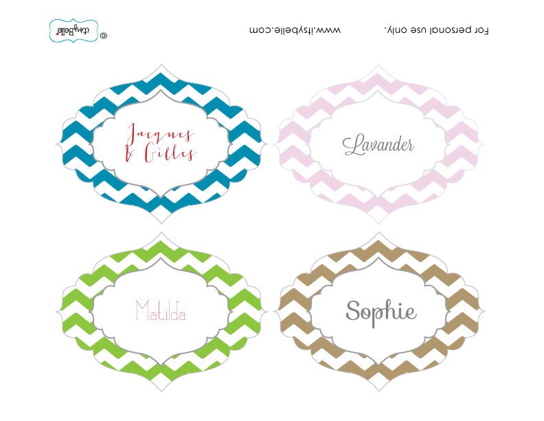 Candy Buffet Chevron Labels CHOOSE COLORS labels - Customized Fancy Shaped Labels by Itsy Belle Il_570xn