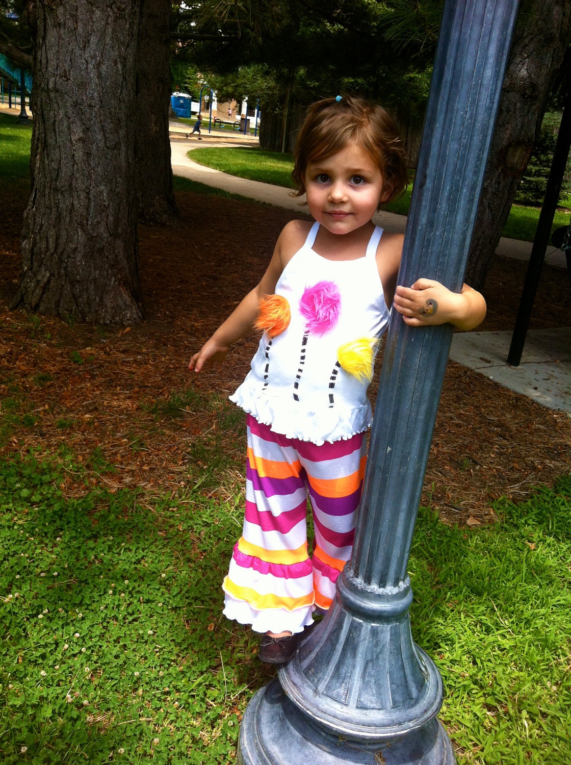 The Lorax Inspired Truffula like Trees  toddler ruffle bottom tank
