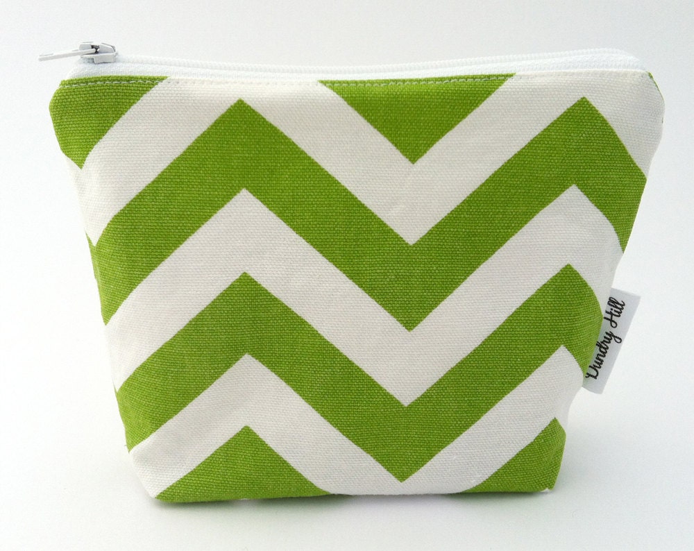 Green Chevron Small Cosmetic Bag