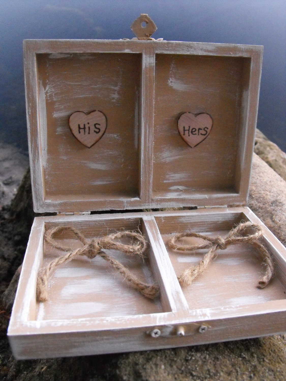 His And Hers Wedding Ring Box You Pick Your Colors Romantic Antique Vintage Inspired Shabby Chic  Alternative Ring Pillow