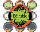 INSTANT DOWNLOAD - 1" Circles 4x6 Editable JPG 81 Halloween Ornaments Bottle cap Hairbow Embellishment Envelope Decoration pyo diy