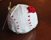 Girl's Knit Baseball Hat W/ Flower - Newborn/Baby/Toddler/Kids
