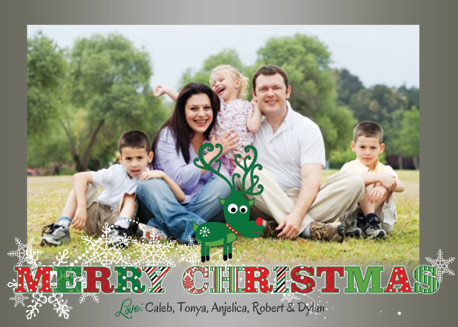 Merry Christmas Reindeer Cute Family Photo Christmas Card - DIGITAL FILE