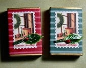 Altered Matchbox Gift Boxes - Postage Window with Holly