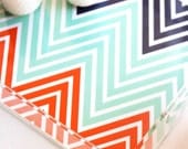 LARGE Lucite Tray - Afghan Chevron - Choose Your Custom Colors
