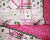 Girl John Deere fabric nursery girl toddler bedding pink John Deere fabric crib sheet set 3 pc nursery bedding infant bedding