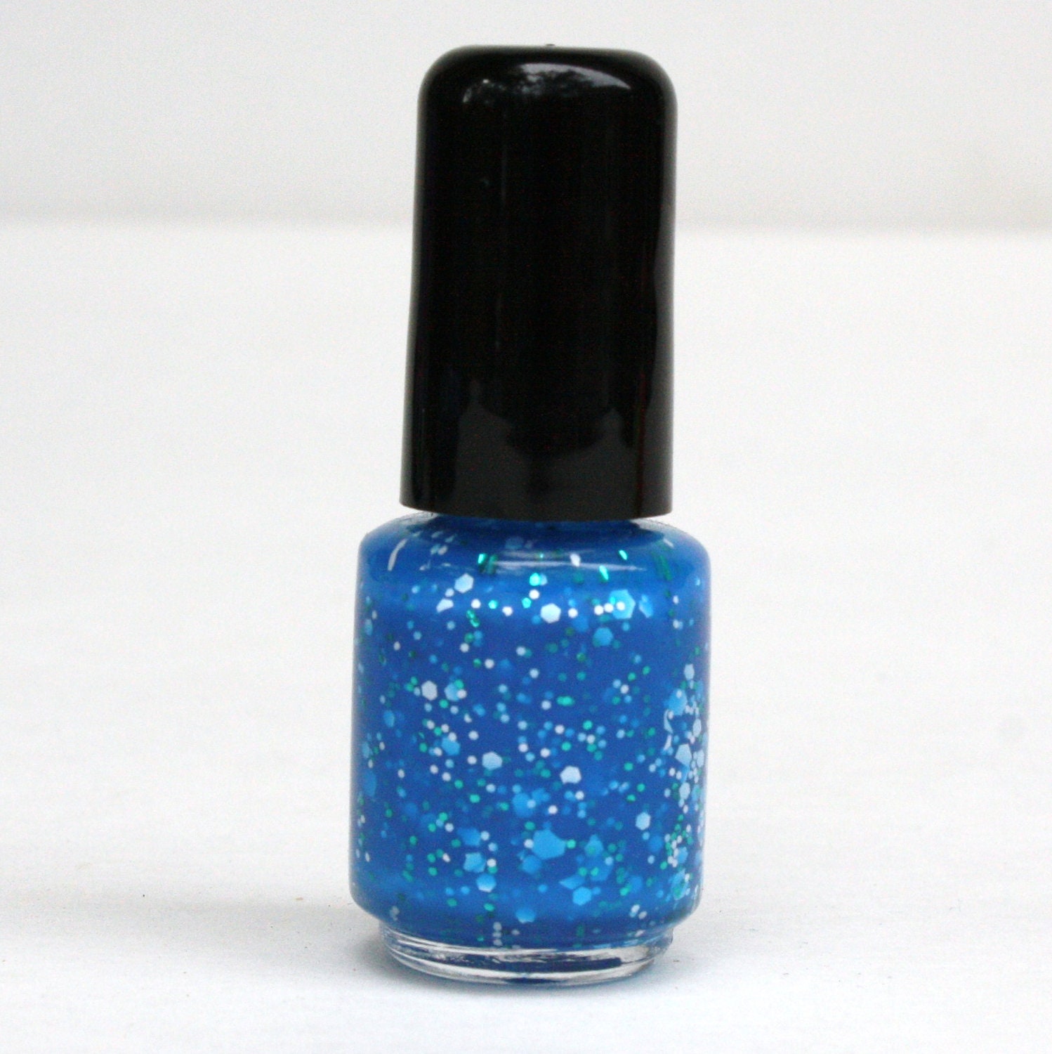 Mini Bottle Blue and white glitter nail polish Damsel Fish