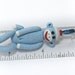 Blue Sock Monkey Ornament for Car Mirror or Holiday Tree in Polymer Clay