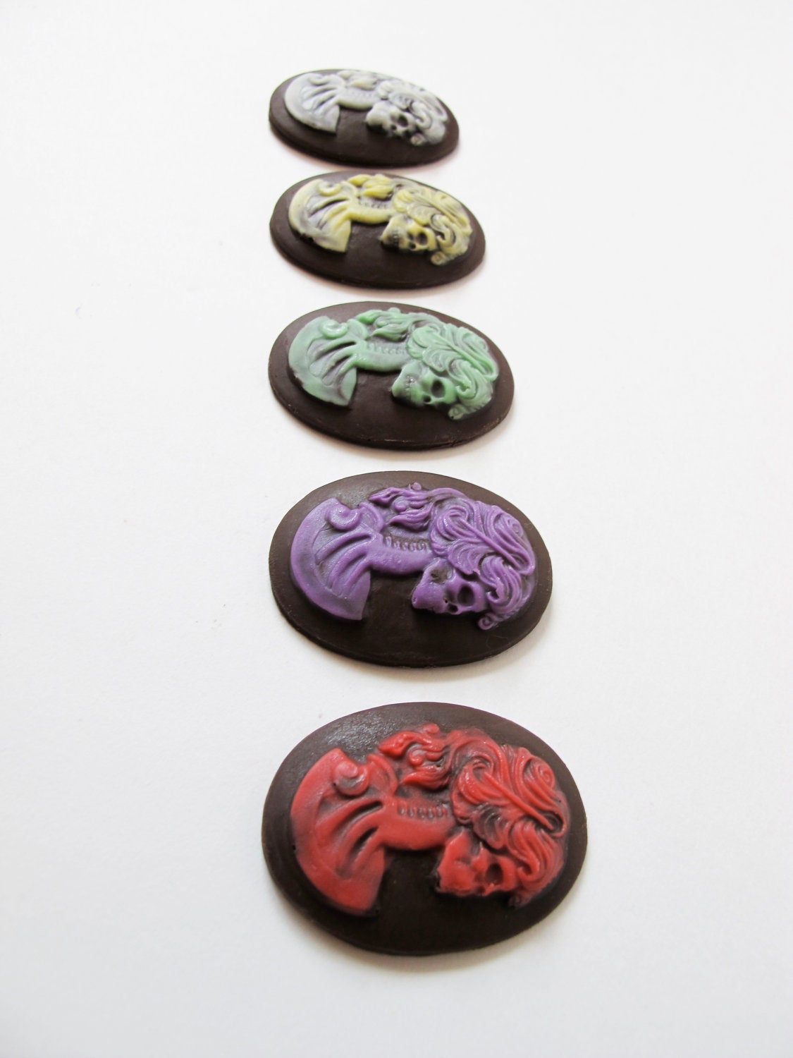 5 Chocolate Skeleton Cameos: Kaleidoscope Bones