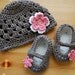 Baby Girl, Flower Hat with Mary Jane Booties Set - You Choose Colors, Baby Girl Clothes, Baby Girl Photo Prop, Baby Girl