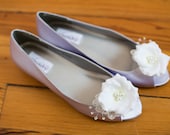 Size 9 Lace wedding shoes embellished with French lace and silk flowers crystals and pearls Ready to Ship