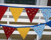 Nautical Themed Fabric Holiday Party Banner, Bunting, Flags, Garland, Wall Decoration