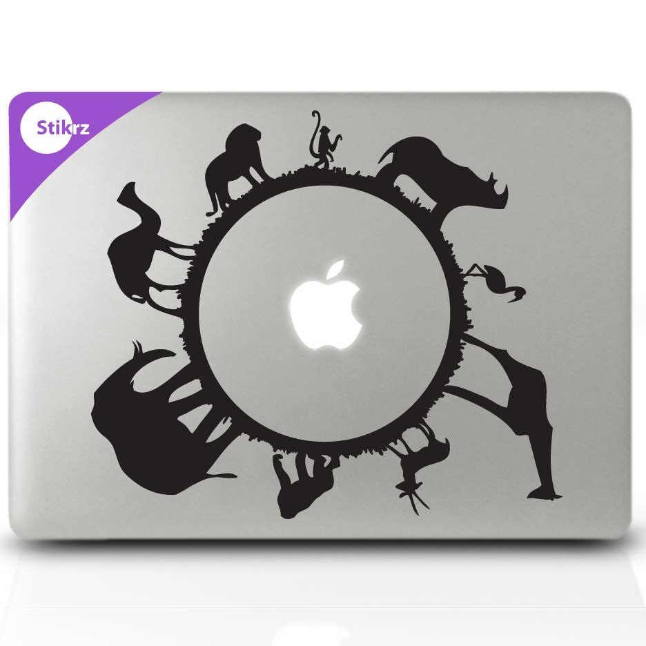 Macbook decals and wall decals  jungle animals, elephant, lion, giraffe, lion, monkey... - Animal Planet- Decal 193