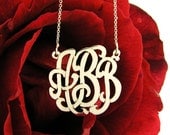 Monogram necklace  - 1 inch - Personalized Monogram - 925 Sterling silver - Any - Initial