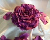 Sugar Gumpaste Elegant 5 inch SugarPlum Rose Cake Topper and Rose Petals