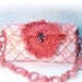 Summer Small Pink Purse With Printed, Stitching and Crocheted Parts