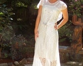 Delicate n Elegant Vintage 1932 Lace and Silk Crepe  Bias cut Wedding Dress-EXQUISITE