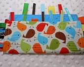 Bermuda Birds Robert Kaufman Crinkle Crackle Ribbon Sensory Toy Blanket
