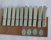 Mini Chevron Clothespins "Pool" - Set of 10 Handstamped Clothes Pins
